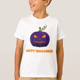 Happy Halloween Boys' T-Shirt With Purple Pumpkin