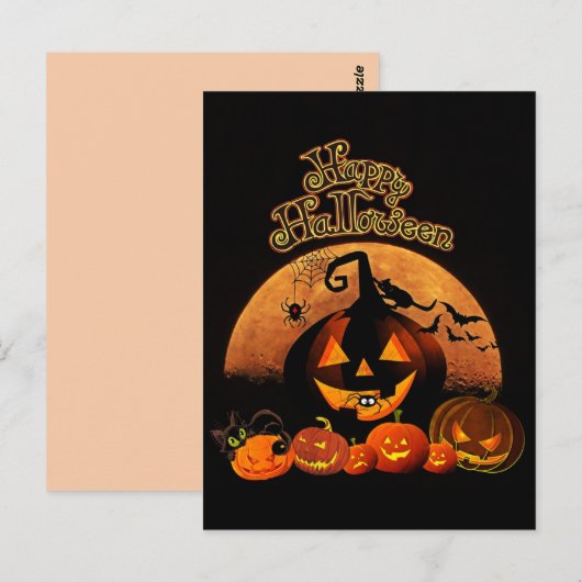 Happy Halloween briefkaart (Voorkant / Achterkant)