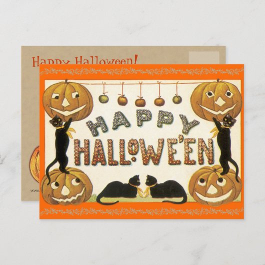 Happy Halloween Briefkaart Jack-O-Lantern (Voorkant / Achterkant)
