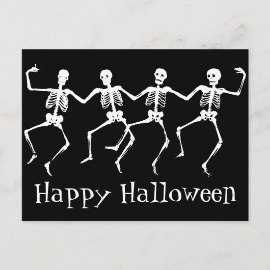 Happy Halloween-Briefkaart met dansende skeletten Briefkaart (Voorkant)