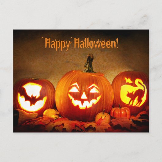 Happy Halloween Briefkaart met pompoenen (Voorkant)