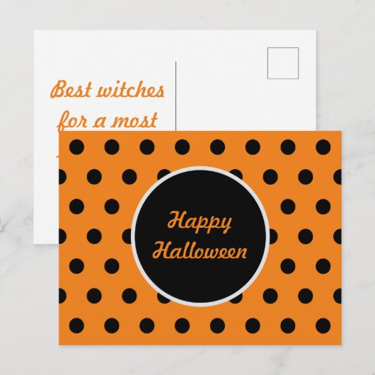 Happy Halloween Briefkaart (Sinaasappel en zwart) (Voorkant / Achterkant)