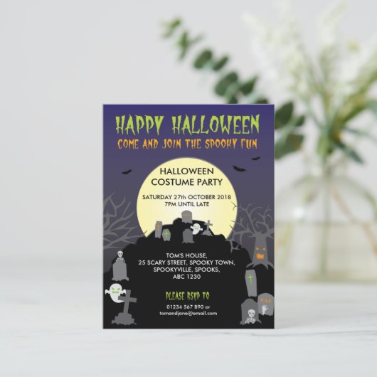 "Happy Halloween" briefkaart-uitnodiging Uitnodiging Briefkaart (Staand voorkant)