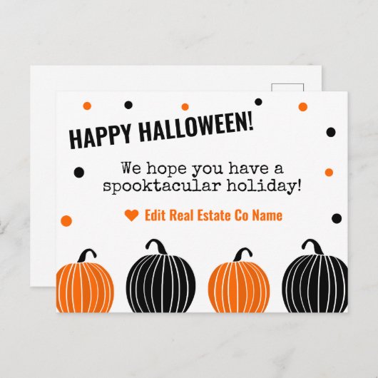 Happy Halloween Briefkaart - Wit (Voorkant / Achterkant)