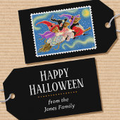 Happy Halloween Broomstick Muizen Schattigee Heks Cadeaulabel