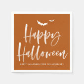 Happy Halloween Brush Lettering Verbrand Sinaasapp Servet (Voorkant)