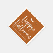 Happy Halloween Brush Lettering Verbrand Sinaasapp Servet (Hoek)