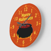 Happy Halloween Bubbling Witch Cauldron Custom Grote Klok (Hoek)