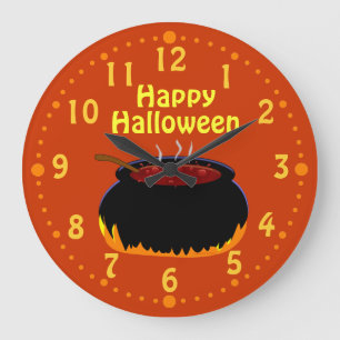 Happy Halloween Bubbling Witch Cauldron Custom Grote Klok
