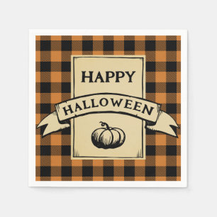 Happy Halloween Buffalo Plaid Servet