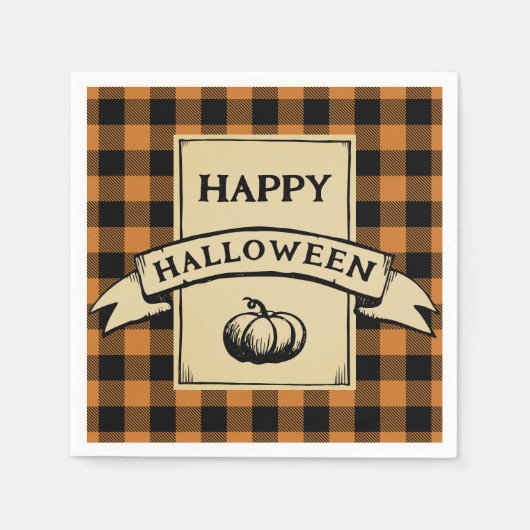 Happy Halloween Buffalo Plaid Servet (Voorkant)