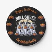Happy Halloween Bull Blad Moo Bulls Ghost Papieren Bordje (Voorkant)