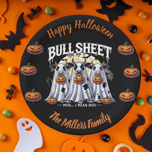Happy Halloween Bull Blad Moo Bulls Ghost Papieren Bordje