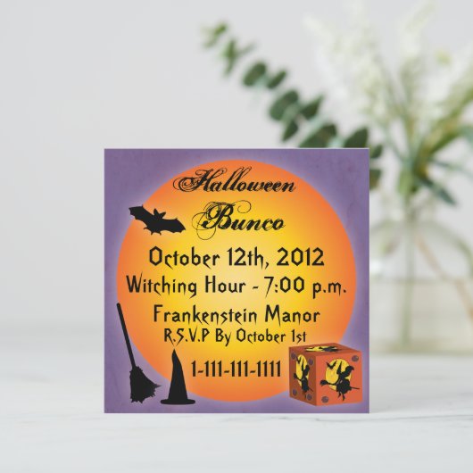 Happy Halloween Bunco-uitnodiging Kaart (Staand voorkant)