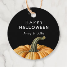 Happy Halloween cadeau label met pompoen