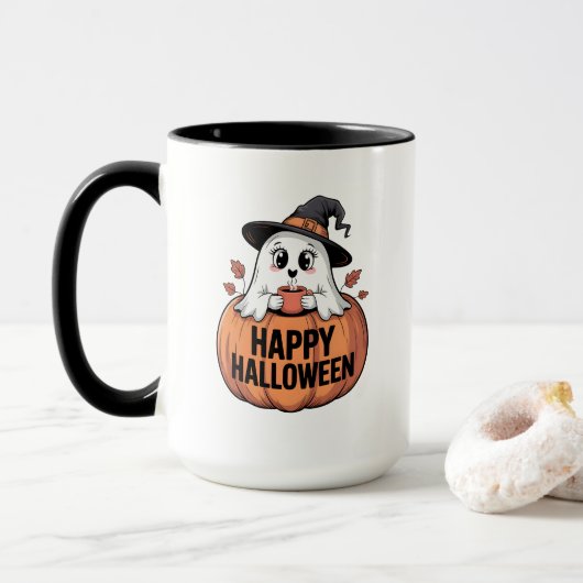 Happy Halloween Cafeïne Ghost Mok (Met donut)
