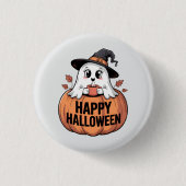 Happy Halloween Cafeïne Ghost Ronde Button 3,2 Cm (Voorkant)