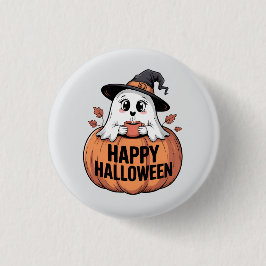 Happy Halloween Cafeïne Ghost Ronde Button 3,2 Cm