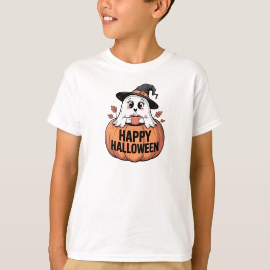 Happy Halloween Cafeïne Ghost T-shirt (Voorkant)
