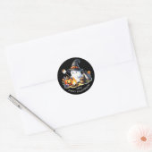 Happy Halloween Camping Schattige Ghost Black Ronde Sticker (Envelop)