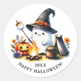 Happy Halloween Camping Schattige Ghost Ronde Sticker