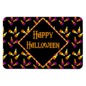 Happy Halloween Candy Corn Pattern op Black Magneet (Horizontaal)