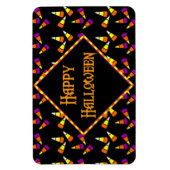 Happy Halloween Candy Corn Pattern op Black Magneet (Verticaal)
