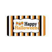 Happy Halloween Candy Corn Stripes Labels (Voorkant)