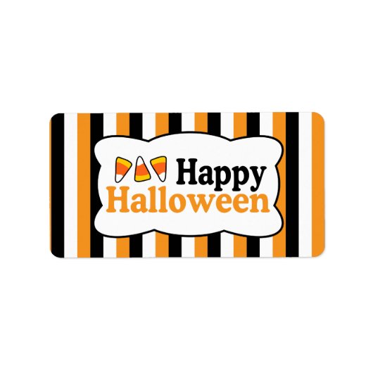 Happy Halloween Candy Corn Stripes Labels (Voorkant)