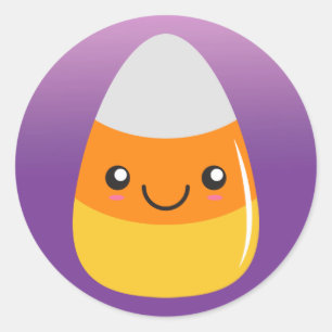 Happy Halloween CandyCorn Emoji Paarse Stickers