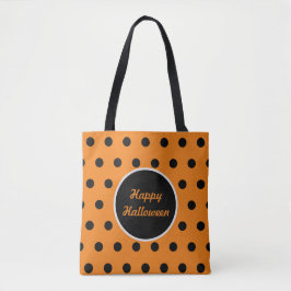 Happy Halloween Canvas tas (Sinaasappel en zwart)