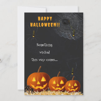 Happy Halloween Card | Spooky Pumpkin & Spiders Kaart