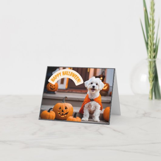 Happy Halloween Card with a puppy Feestdagen Kaart (Voorkant)