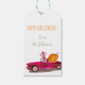 Happy Halloween Cartoon Mouse Pumpkin Gift Label Cadeaulabel (Voorkant)