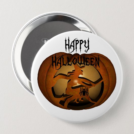 Happy Halloween Carved Pumpkin Ronde Button 4,0 Cm (Voorkant /achterkant)