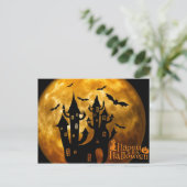 Happy Halloween Castle en Full Moon Briefkaart (Staand voorkant)