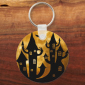 Happy Halloween Castle en Full Moon Sleutelhanger (Voorkant)