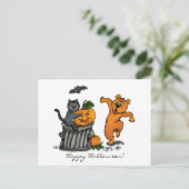 Happy Halloween! Cat Bat Dog en Spider Briefkaart (Staand voorkant)