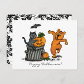 Happy Halloween! Cat Bat Dog en Spider Briefkaart (Voorkant / Achterkant)