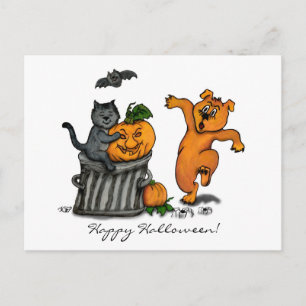 Happy Halloween! Cat Bat Dog en Spider Briefkaart