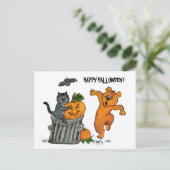 Happy Halloween! Cat Bat Dog en Spider Briefkaart (Staand voorkant)