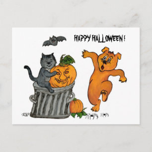 Happy Halloween! Cat Bat Dog en Spider Briefkaart