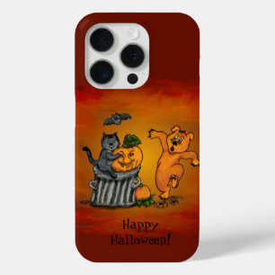 Happy Halloween! Cat Bat Dog en Spider iPhone 15 Pro Case