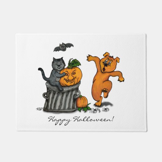 Happy Halloween! Cat Bat Dog en Spider Deurmat (Voorkant)