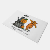 Happy Halloween! Cat Bat Dog en Spider Deurmat (Schuin)