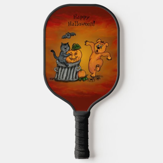 Happy Halloween! Cat Bat Dog en Spider Pickleball Paddle (Voorkant)