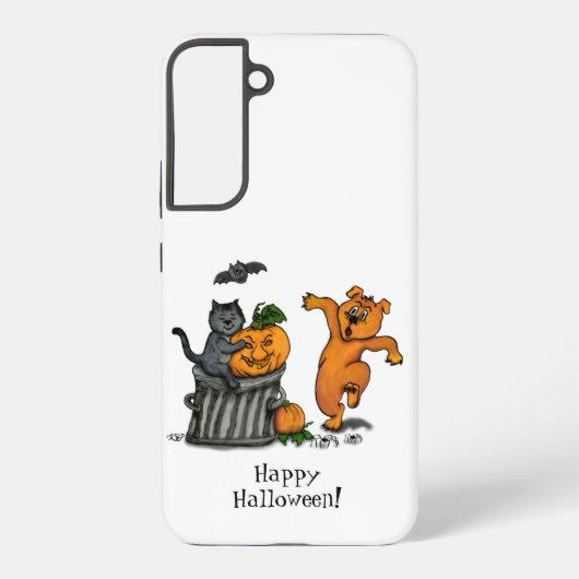 Happy Halloween! Cat Bat Dog en Spider Samsung Galaxy Hoesje (Achterkant)