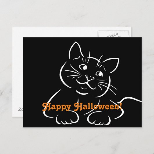 Happy Halloween Cat Briefkaart (Voorkant / Achterkant)