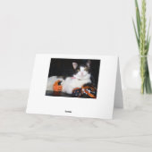 Happy Halloween Cat Calico Kat met pompoen Kaart (Achterkant)