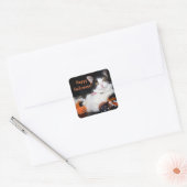 Happy Halloween Cat Calico Kat Vierkante Sticker (Envelop)